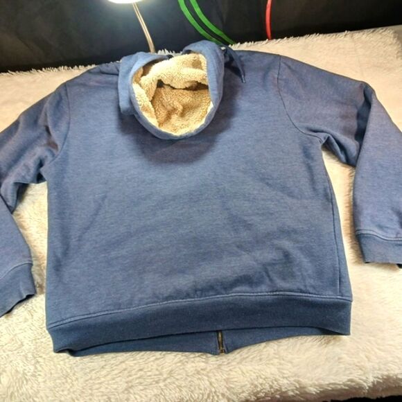 Levi's Full Zip Hoodie Medium Sherpa Lined Blue Pockets Regular Fit. Substantial - Picture 12 of 12